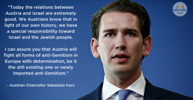 In Israel, Austrian chancellor vows to fight 'all forms of anti-Semitism'